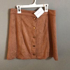 Suede camel color mini skirt